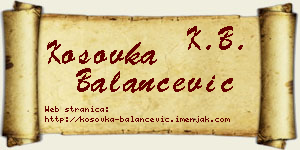 Kosovka Balančević vizit kartica